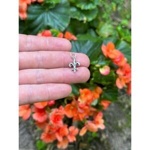 Sterling Silver Oxidized Fleur de Lis Charm, Fleur de Lis Parisian Charm,